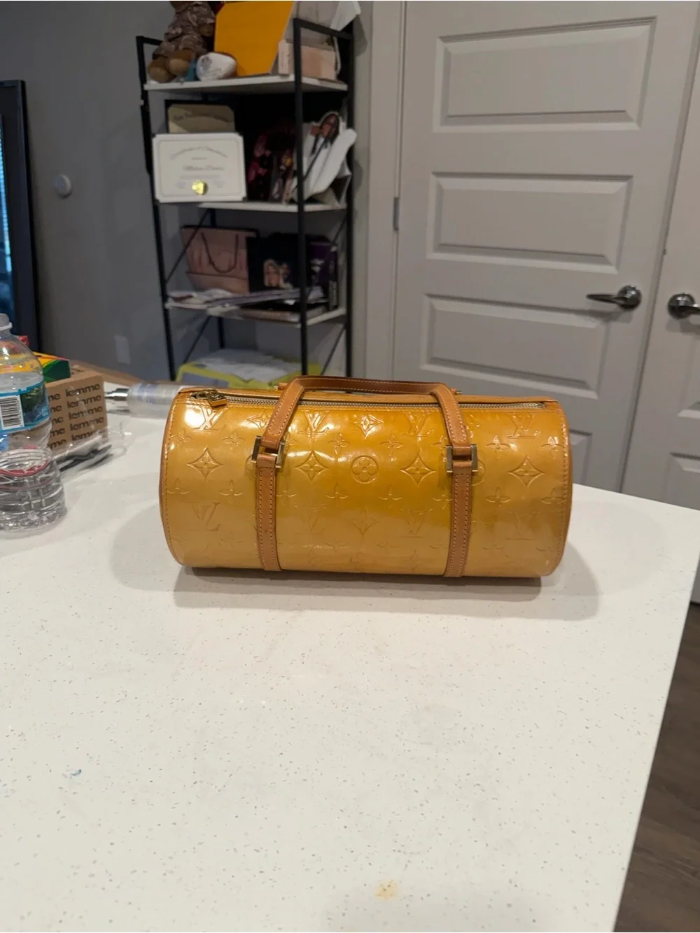 Louis Vuitton Vernis Monogram Cylinder Bag - Mustard Yellow Patent